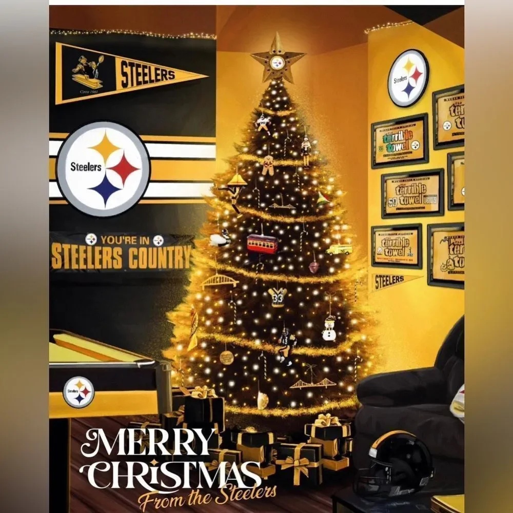 Home front door handmade Pittsburgh Steelers snowman football 🏈wreath 18 inch